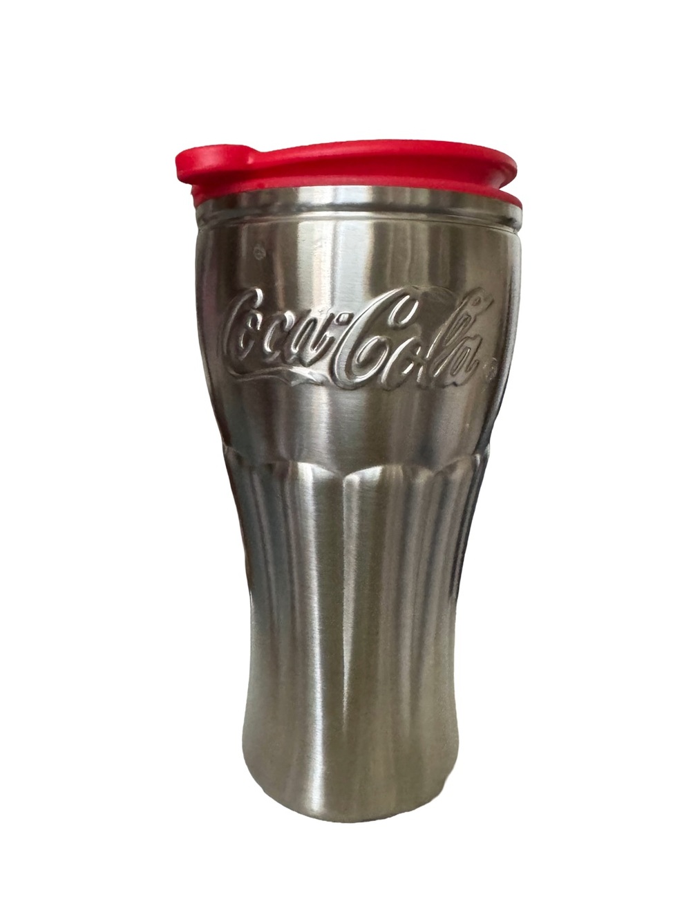 Coca-Cola Stainless Steel Contour Travel Tumbler Cup with Red Lid 16ozea